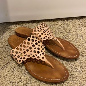 Authentic Tory Burch laser cut sandals